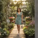 SHORT DRESS CLASSICAL FLORAL PRINT