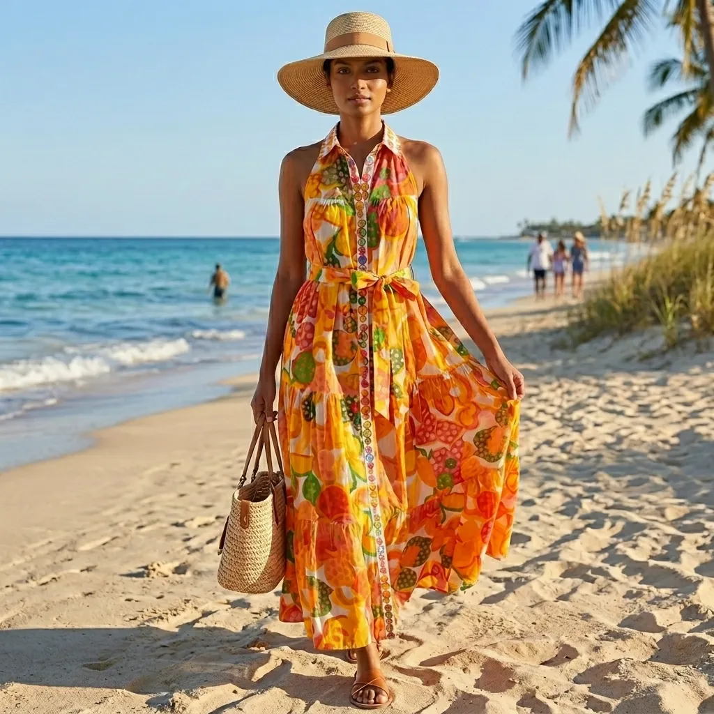 MALIKA HALTER NECK LONG DRESS