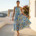MALIKA HALTER NECK LONG DRESS