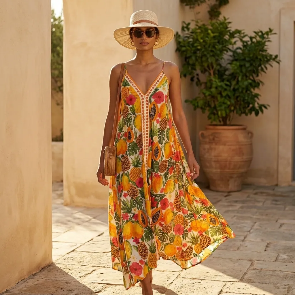 ADITI CAMBRIC CLASSIC STRAP SHOULDER LONG DRESS
