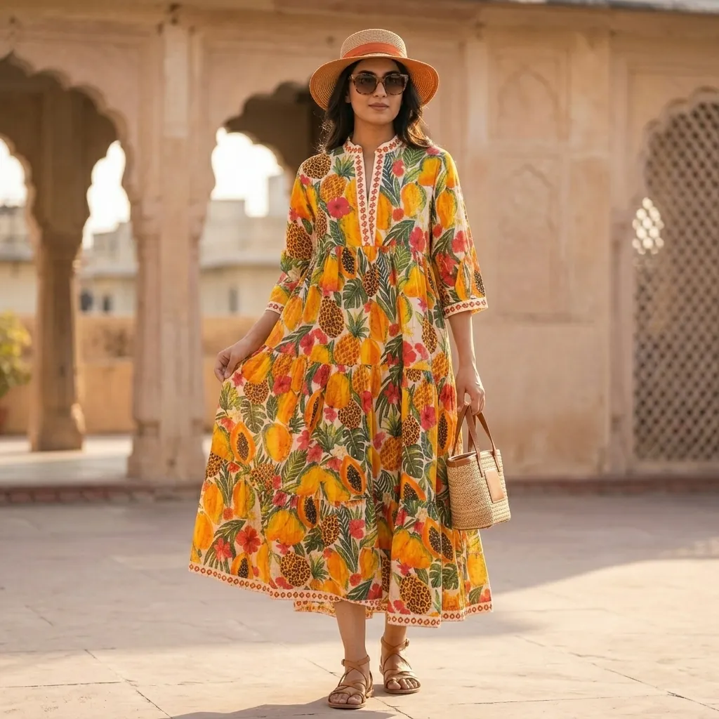 AMBIKA V-NECK LONG DRESS