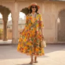 AMBIKA V-NECK LONG DRESS