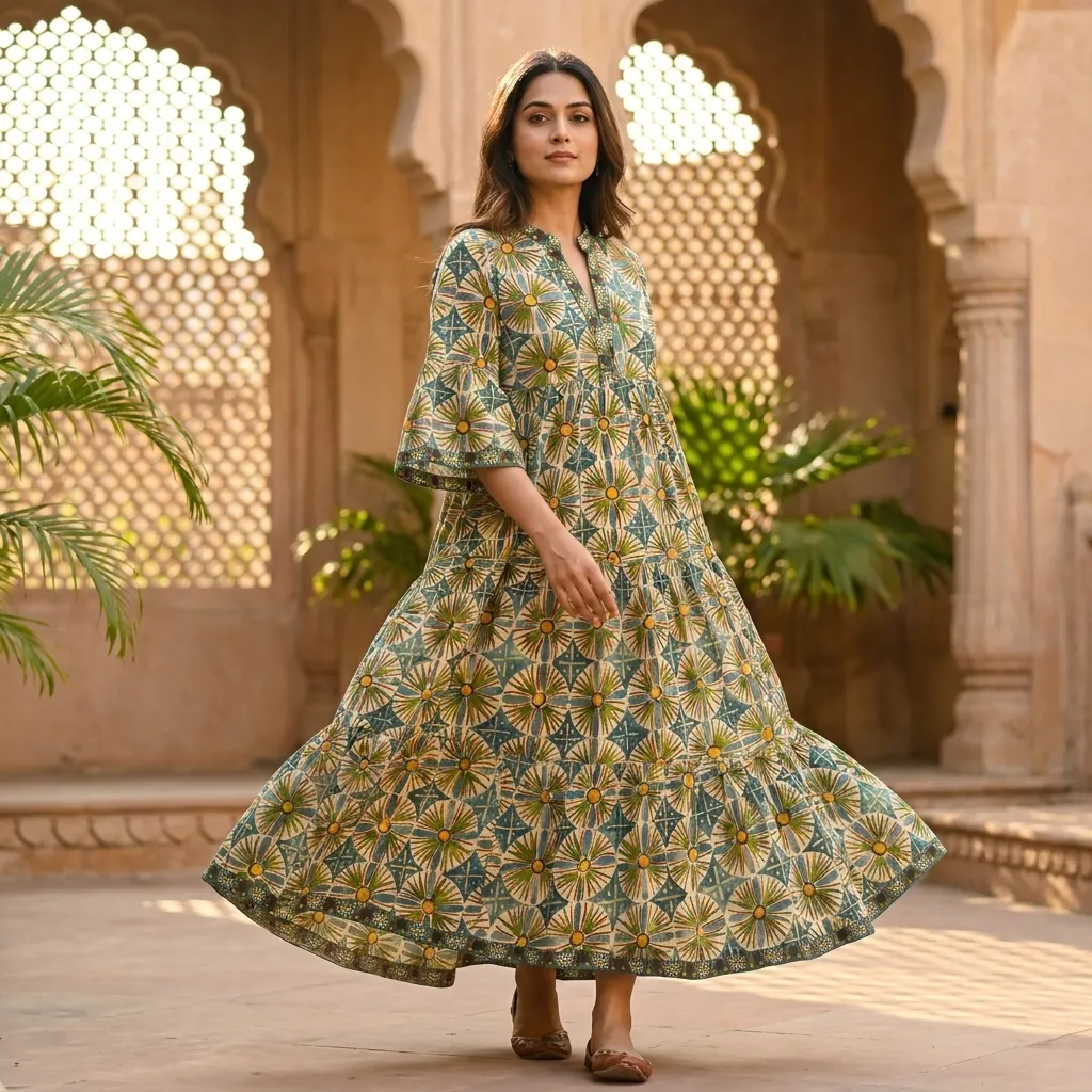 AMBIKA V-NECK LONG DRESS