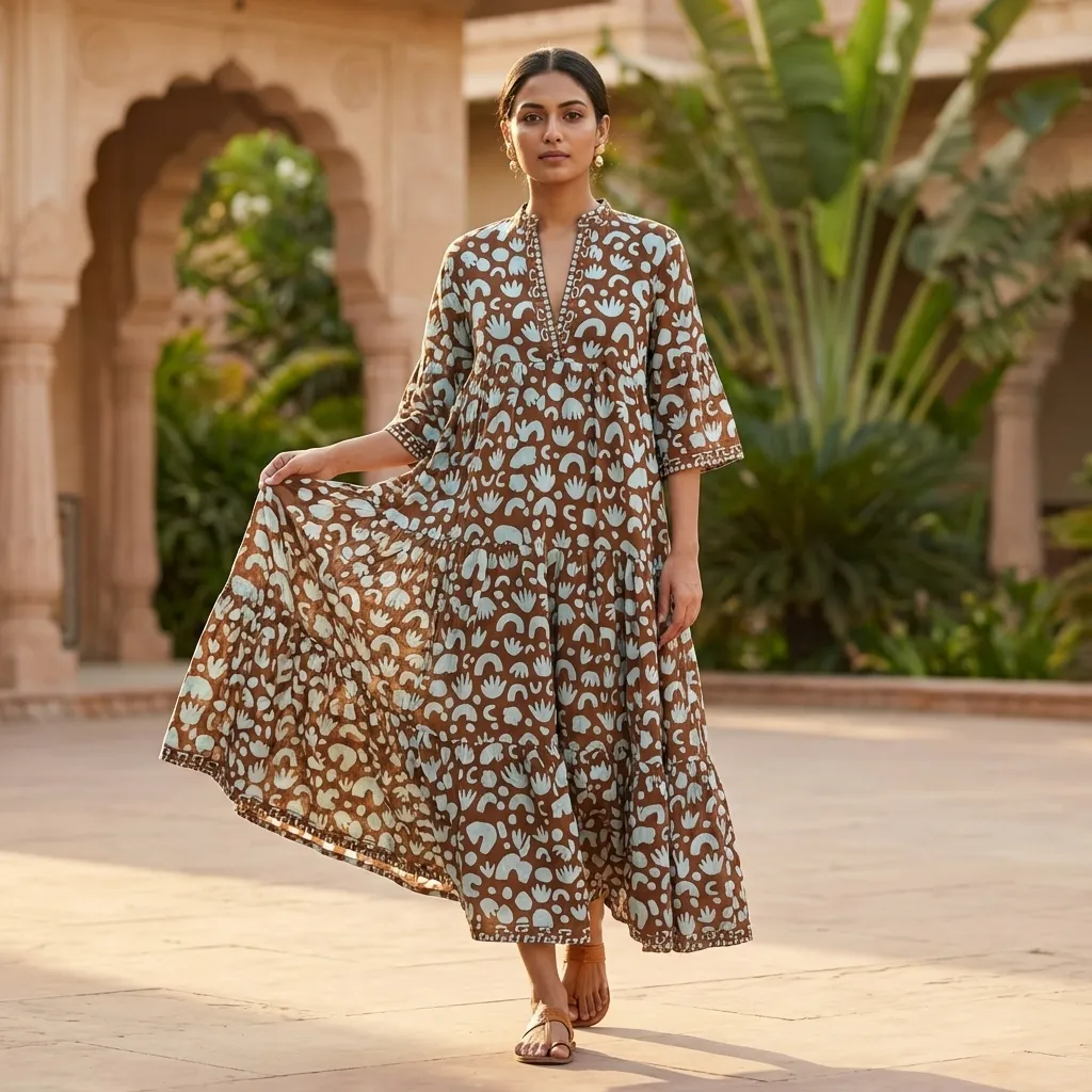 AMBIKA V-NECK LONG DRESS