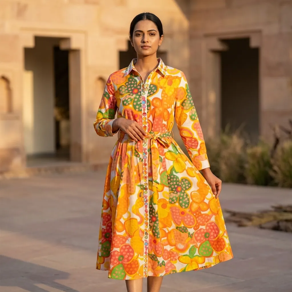 VARNIKA TIE-BELT LONG DRESS