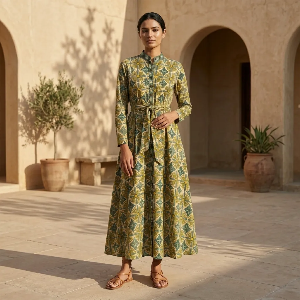 VARNIKA TIE-BELT LONG DRESS