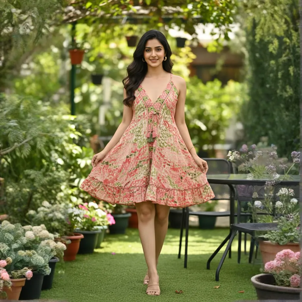 SHORT DRESS MIX FLORAL PRINT