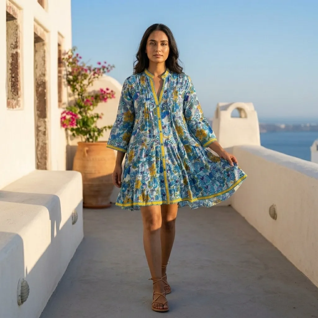 [26KL-CBR-148-SD-1029] AAKRUTI PINTEX  SHORT DRESS (Blue)