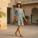 MALTI CAMBRIC CLASSIC V-NECK SHORT DRESS