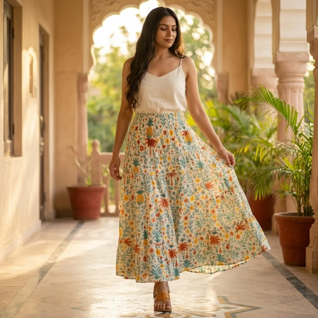 PANKHI  ELASTIC WAIST  LONG SKIRT
