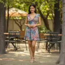 SHORT DRESS TEAL PLAMS PRINT