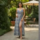 LONG DRESS BOTANICAL PRINT