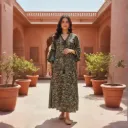 LONG DRESS DARK BOTANICAL PRINT