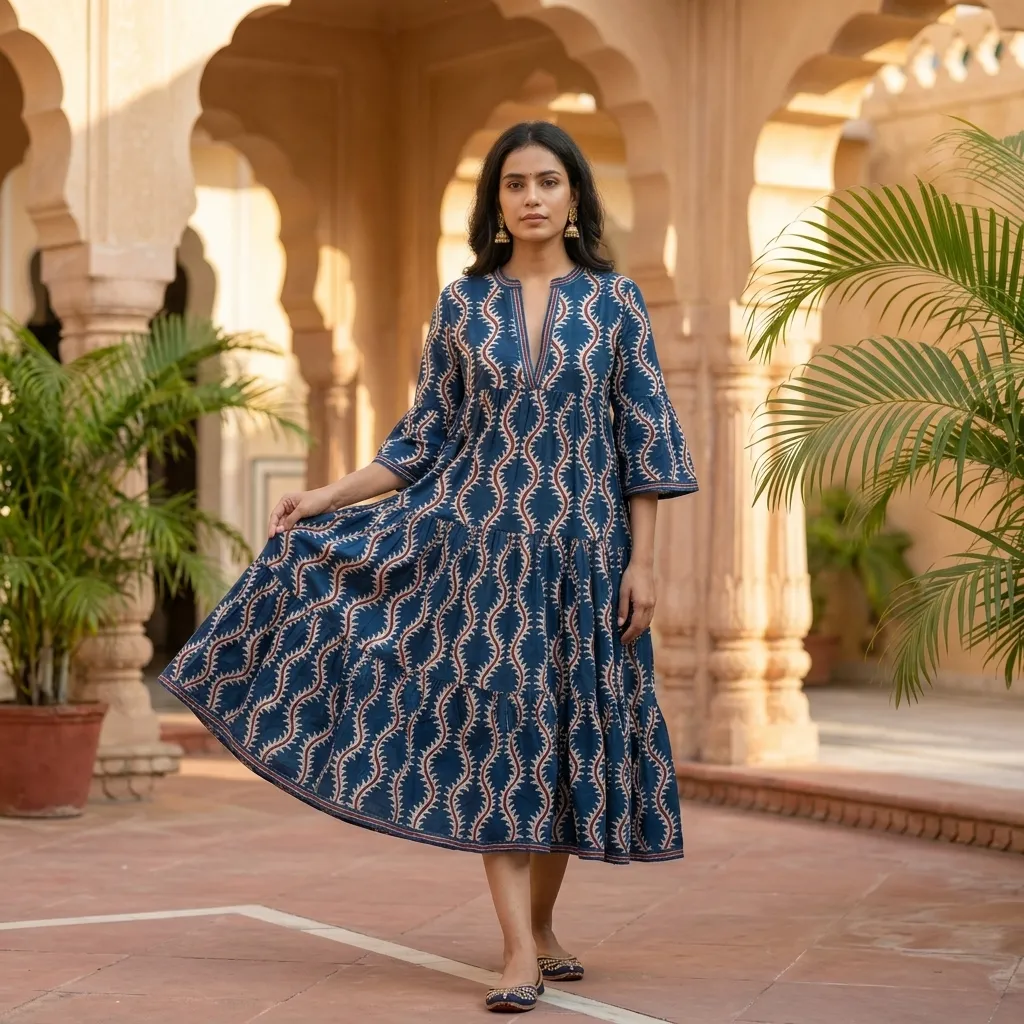 AMBIKA V-NECK LONG DRESS