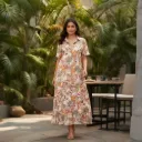 LONG DRESS TROPICANA PLAMS PRINT