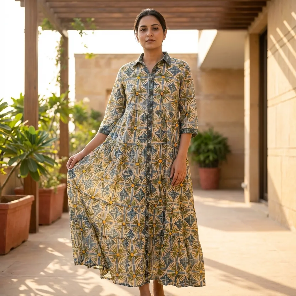 DEEPIKA CAMBRIC CLASSIC LONG DRESS