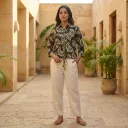 AARNA LUXE DOBBY WAIST TIE-UP SHIRT