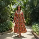 LONG DRESS TROPICAL PATCHWORK PRINT