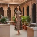 LONG DRESS CLASSIC GEOMETRIC PRINT