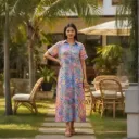 LONG DRESS TROPICAL PLAMS PRINT