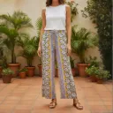 TROUSER FLORAL GEOMETRIC PRINT