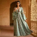 LONG DRESS DARK BOTANICAL PRINT