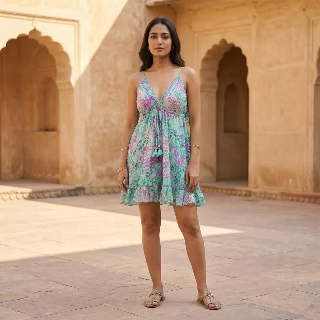 SHORT DRESS ABSTRACT PRINT