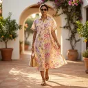 SOUMYA FRONT POCKETS COTTON EMBROIDERY LONG DRESS