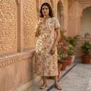 SOUMYA FRONT POCKETS COTTON EMBROIDERY LONG DRESS