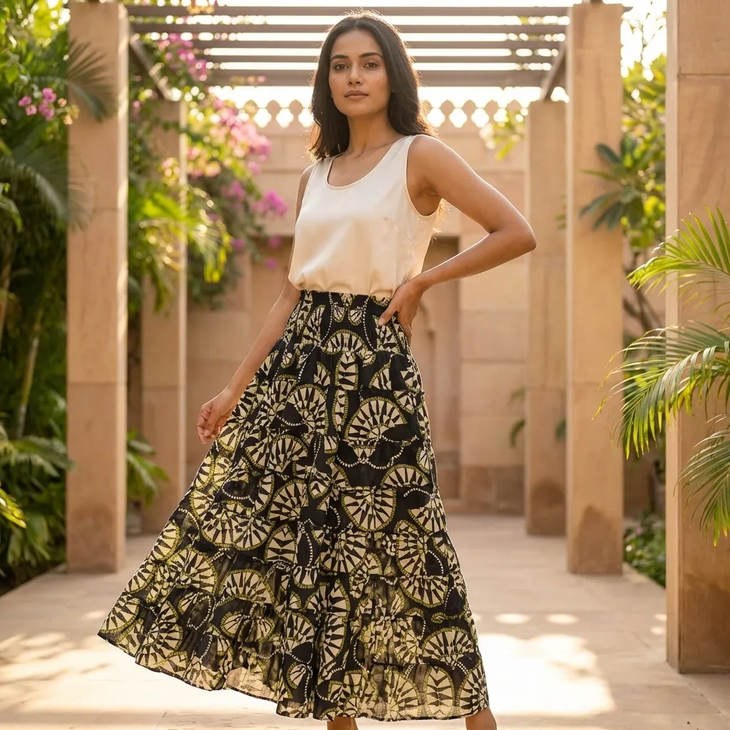 PANKHI ELASTIC WAIST  LONG SKIRT
