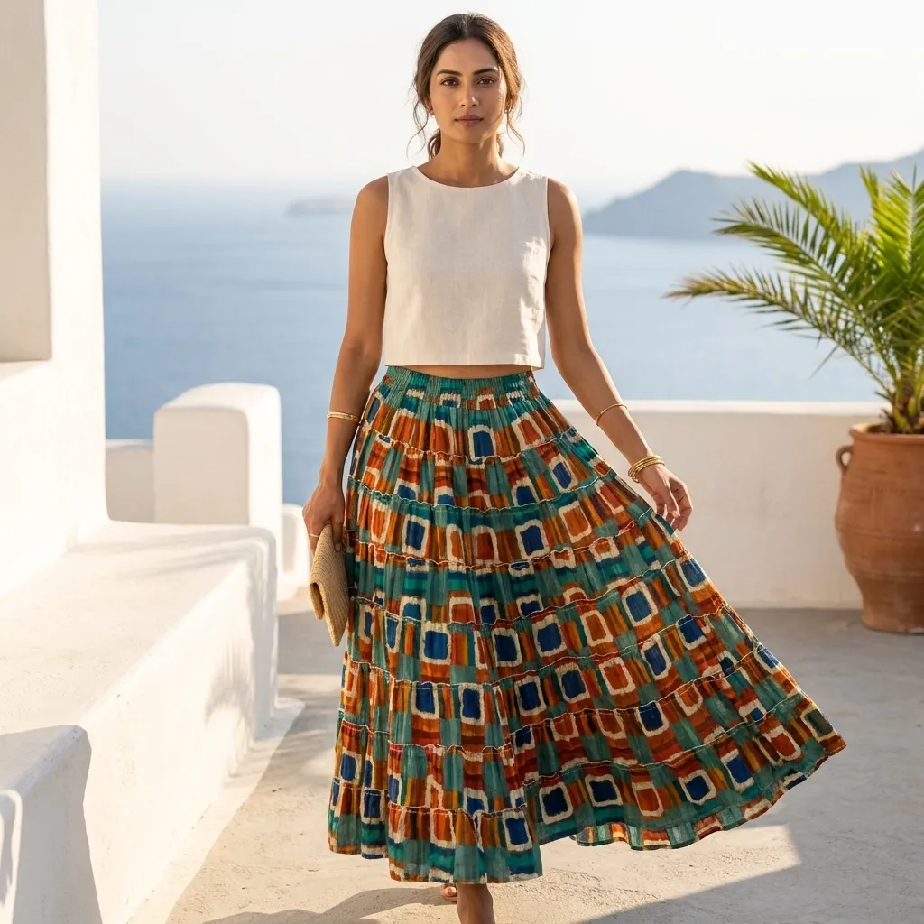 PANKHI ELASTIC WAIST  LONG SKIRT