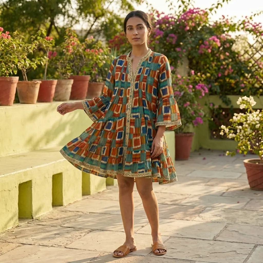 [26KL-CD-148-SD-1008] AAKRUTI PINTEX SHORT DRESS