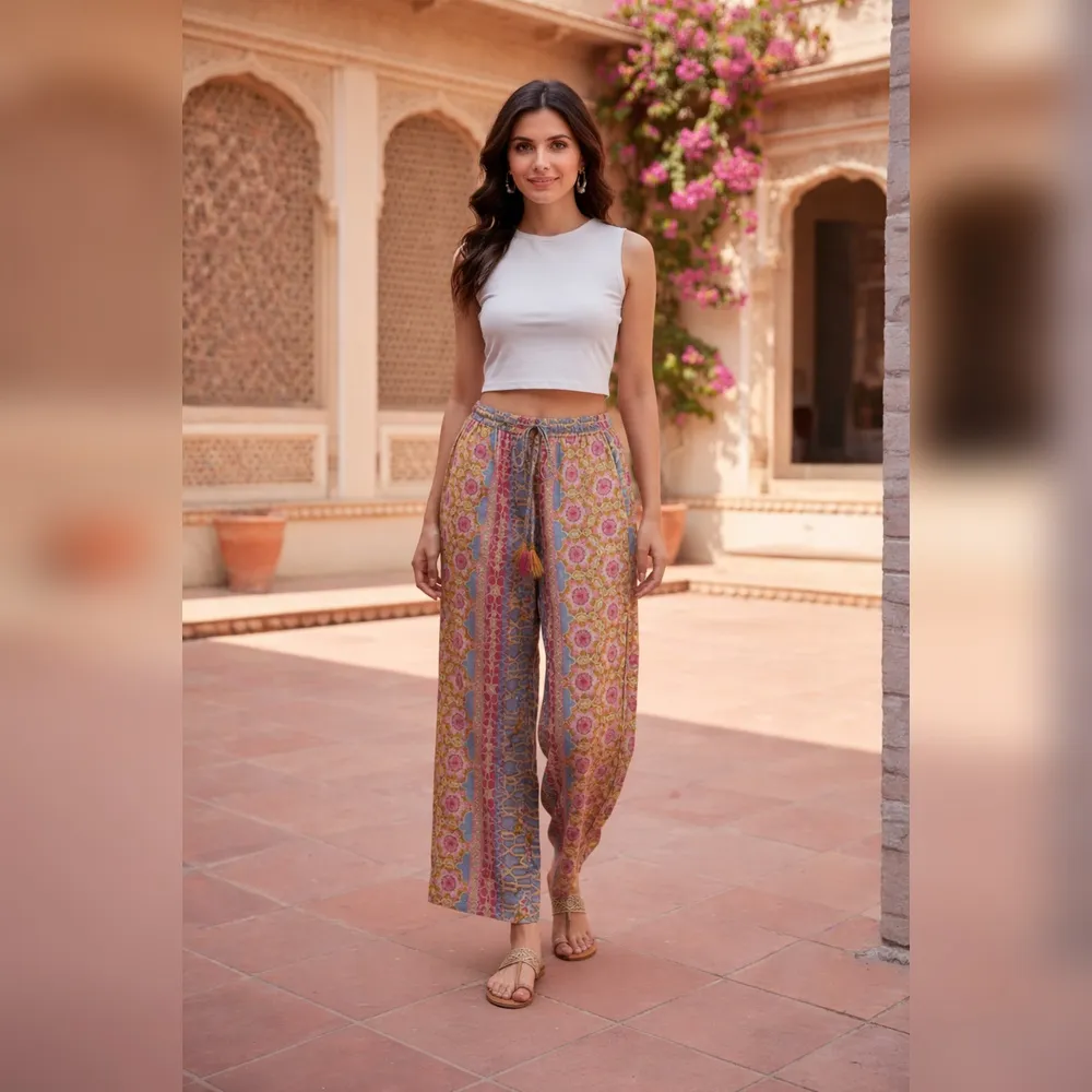 TROUSER GILDED GEOMETRIC PRINT