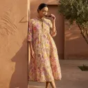 AMBIKA COTTON EMBROIDERY V-NECK LONG DRESS
