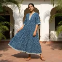 AMBIKA LUXE DOBBY V-NECK LONG DRESS