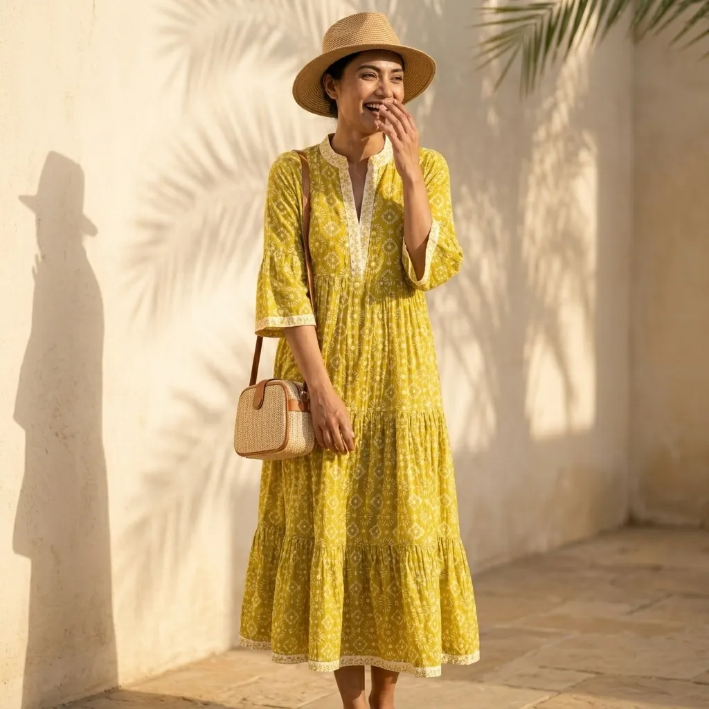 AMBIKA V-NECK LONG DRESS