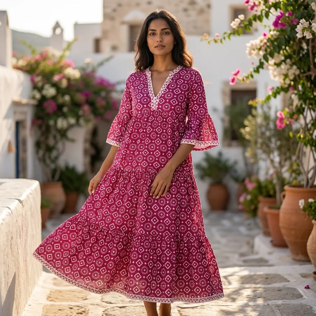 AMBIKA V-NECK LONG DRESS