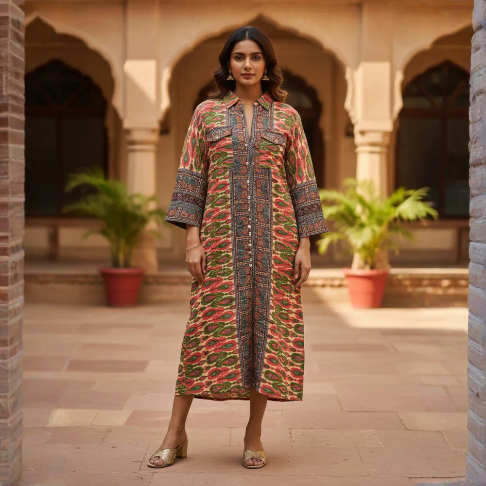 PRINTED MAXI SHIRT DRESS