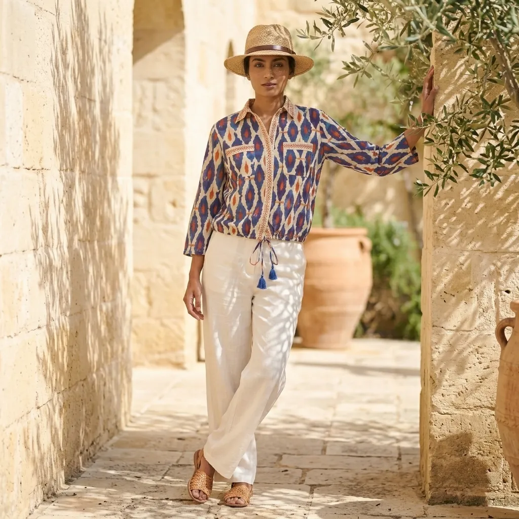 AARNA CAMBRIC CLASSIC WAIST TIE-UP SHIRT