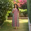 LONG DRESS TEAL GARDEN TAPESTRY PRINT