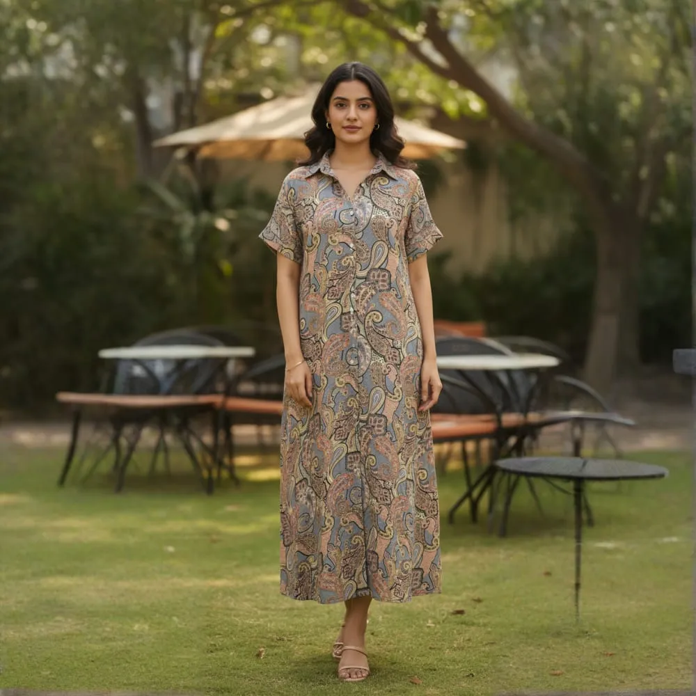 [26KL-SB-1026-LD-1310] NANDANI SHORT SLEEVES LONG DRESS