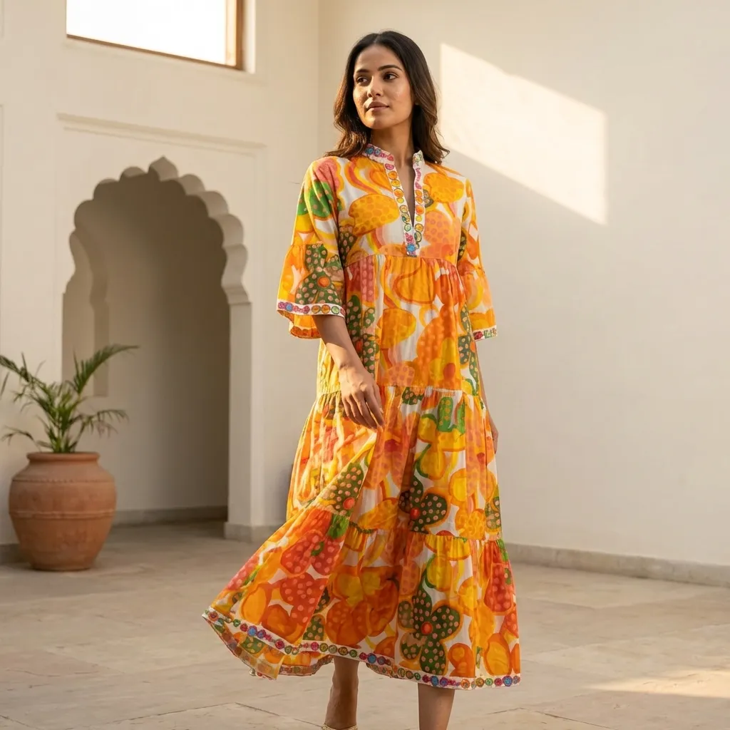 AMBIKA V-NECK LONG DRESS