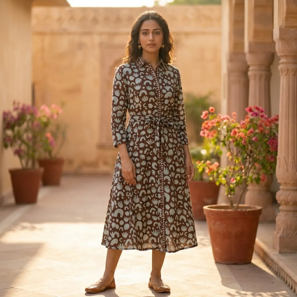 VARNIKA TIE-BELT LONG DRESS