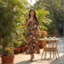 LONG DRESS TROPICANA PLAMS PRINT