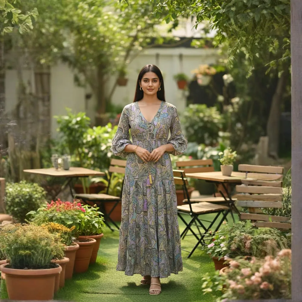 [CB-1008-1321] LONG DRESS ETHEREAL PAISLEY/KERI PRINT