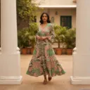 DIVYA RUFFLED BELL CUFF LONG DRESS