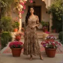 LONG DRESS MOCHA FLORAL PRINT