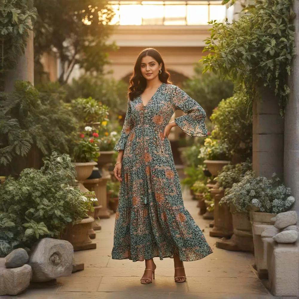 LONG DRESS FLORAL PRINT