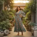 DIVYA RUFFLED BELL CUFF LONG DRESS