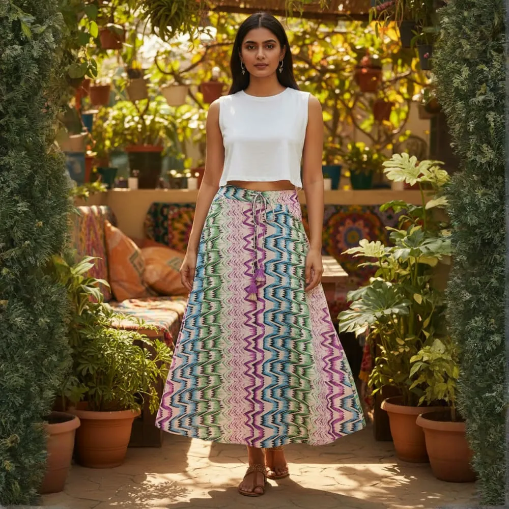 LONG SKIRT ELECTRIC ZIG ZAG PRINT